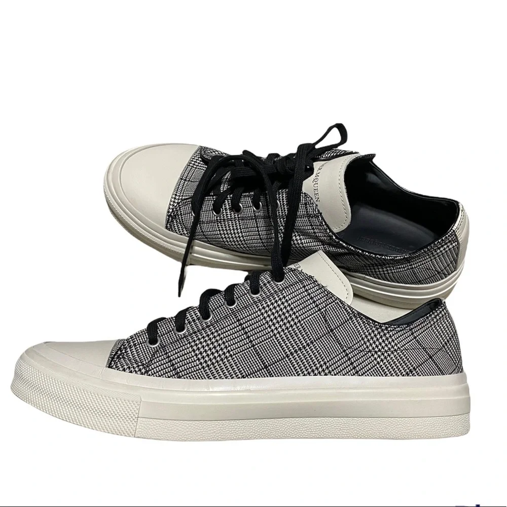 Alexander McQueen Plaid Leather Low Sneakers Sz 12